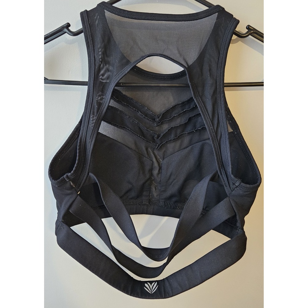 Sports Bra Black Lace Padded Activewear‎ Yoga Gym Athleisure Sz S/M No Tag - Picture 2 of 6